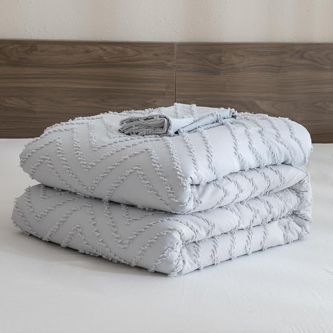 Andency Silver Grey Oversized Queen Comforter Set, Boho Soft Warm Bedding - Image 7