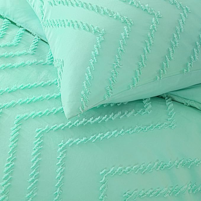 Andency Mint Green Comforter Set Full Size, Boho Soft Warm Tufted Neutral - Image 7