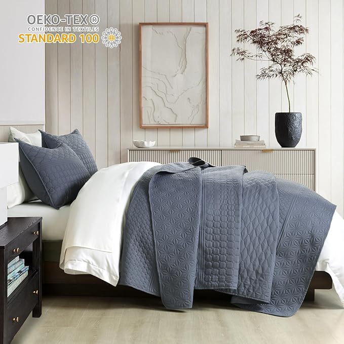 HORIMOTE HOME Steel Blue King Size Quilt Set - Image 3