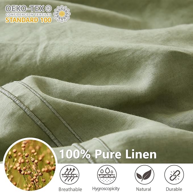 Simple&Opulence 100% Washed Linen Duvet Cover Set 68"x86" - Image 3
