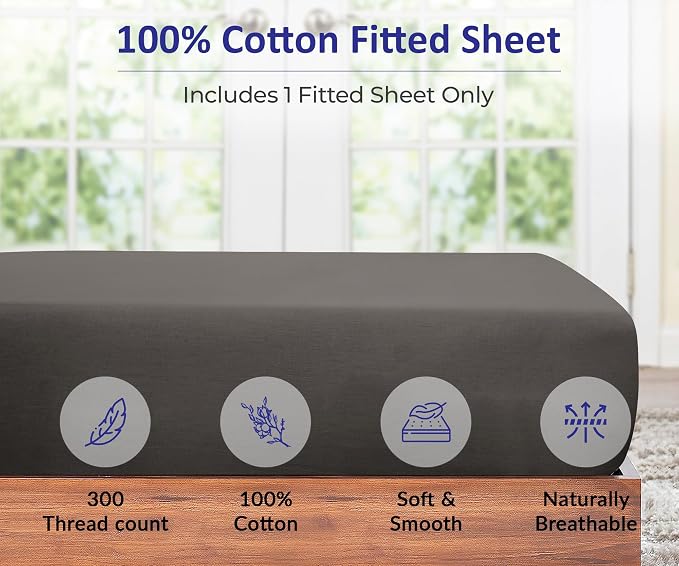 ROYALE LINENS 300 Thread Count 100% Long Staple Combed Cotton Fitted Sheet King - Image 3