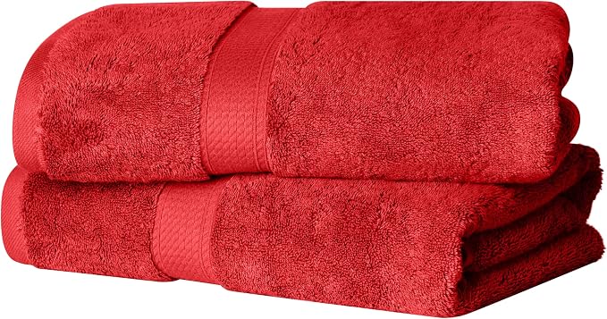 SUPERIOR Egyptian Cotton Pile Bath Towel Set of 2, Ultra Soft Luxury Towels - Image 2