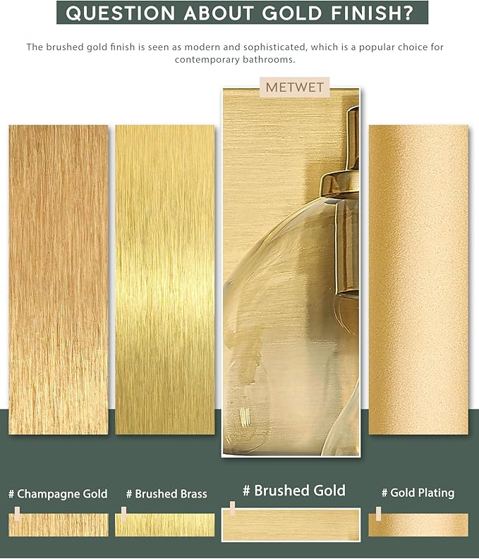 Bathroom Light Fixtures, 4 Light Brushed Gold Vanity Light, 26 Inch Modern Wall - Image 2