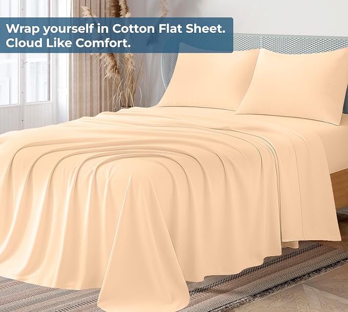 Royale Linens 100% Organic Cotton Queen Flat Sheet Only - Image 2