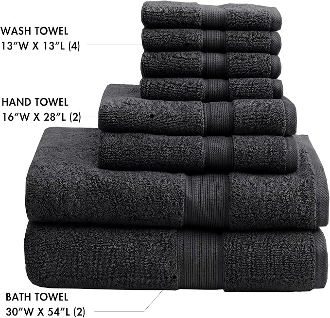 Madison Park 800GSM Bathroom Towel Set of 8 100% Cotton Bath Towel Set - Image 4