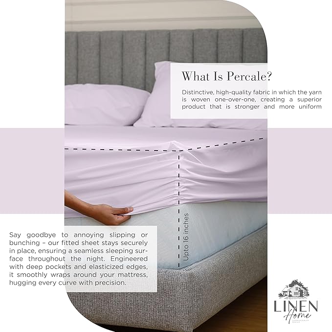 Linen Home 100% Cotton Percale Sheets King Size - Image 4