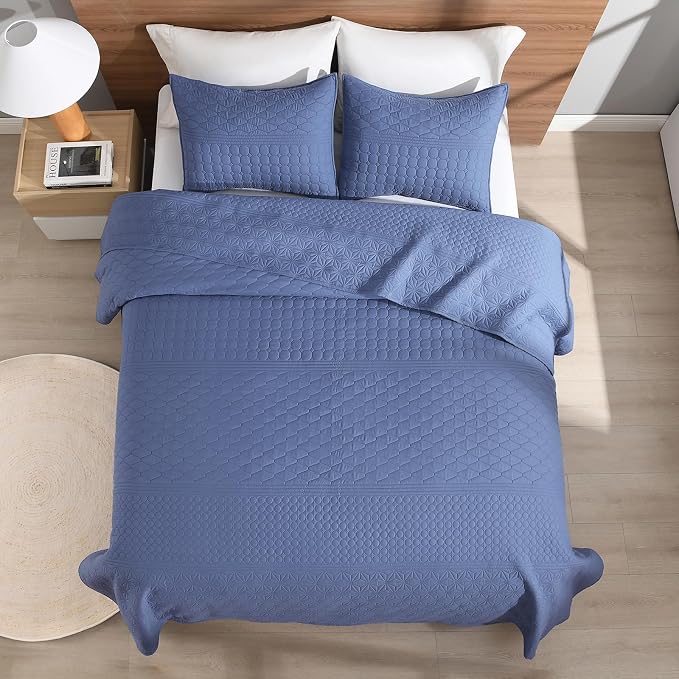 HORIMOTE HOME Denim Blue King Size Quilt Set - Image 5