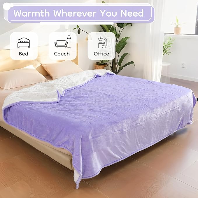 LaffyLo Electric Heated Blanket Queen Size 84 x 90, Dual Control, Fast Heating - Image 3