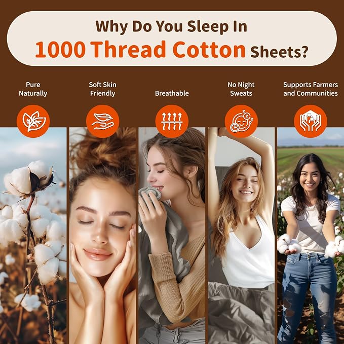 LBRO2M Split King Sheet Sets for Adjustable Bed 1000 Thread Count 100% Egyptian - Image 4