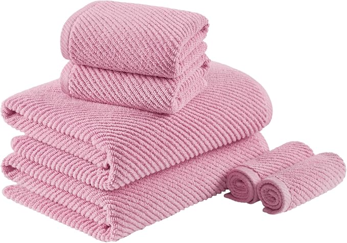 Madison Park Bathroom Towel Set of 6 Diagonal Ribbed, 500 GSM by MADISONPARK