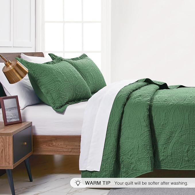 Love's cabin Quilts for Queen Bed Olive Green Bedspreads - Image 4