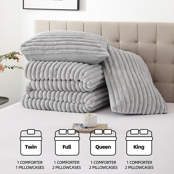 Smoofy Fluffy Full Size Comforter Sets 3 Pieces - Image 7