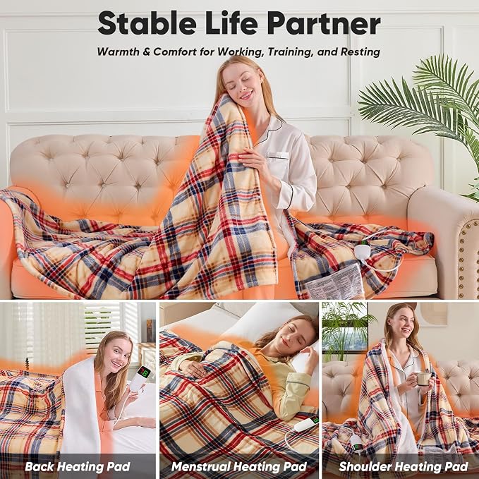 Brown Heated Blanket Electric Throw, 50X60 Heating Throw - Image 4