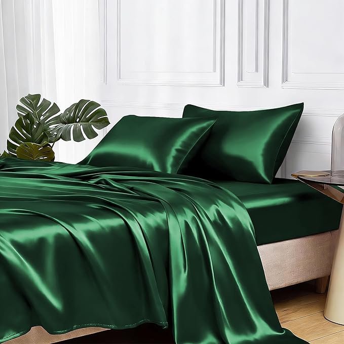 MR&HM Satin Bed Sheets, King Size Sheets Set by MRHM