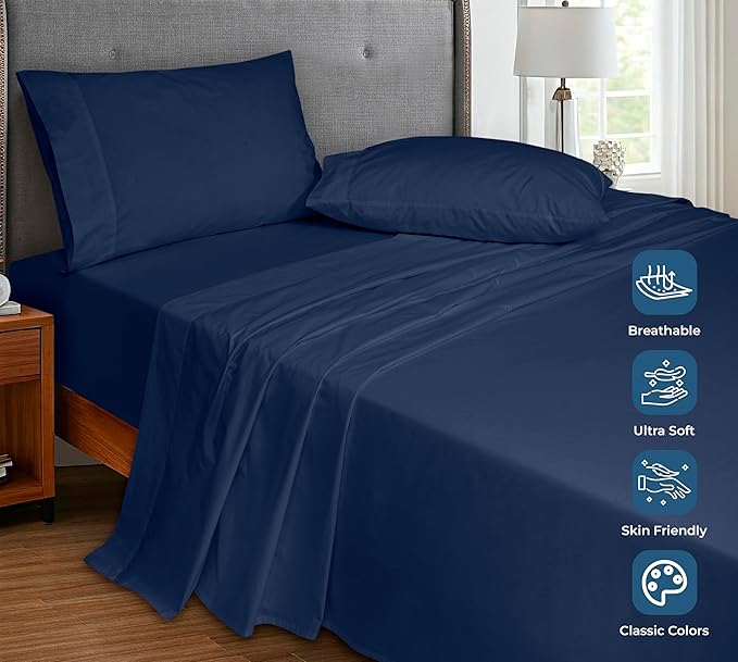 Royale Linens 100% Organic Cotton King Flat Sheet Only - Image 4