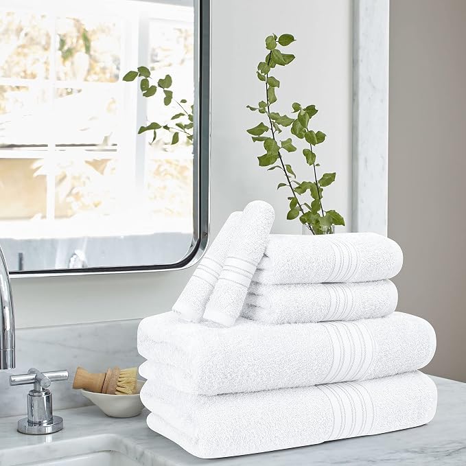 BOUTIQUO 6 Pack Cotton Towel Set, Contains 2 Bath Towels 28x55 inch, 2 Hand - Image 3