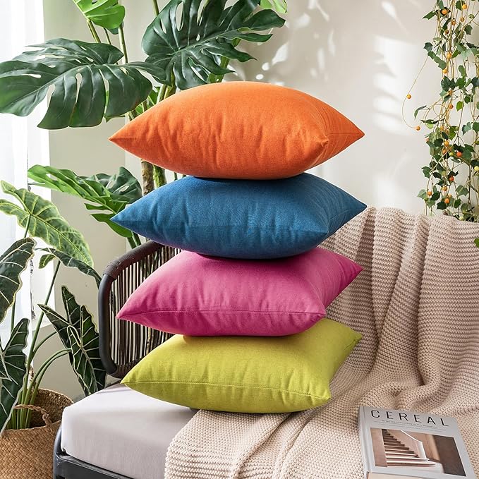MIULEE Pack of 2 Decorative Outdoor Solid Waterproof Throw Pillow Covers Faux - Image 5
