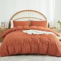 AveLom Terracotta Seersucker Duvet Cover Set King Size, 3 Pieces, Ultra Soft by AveLom