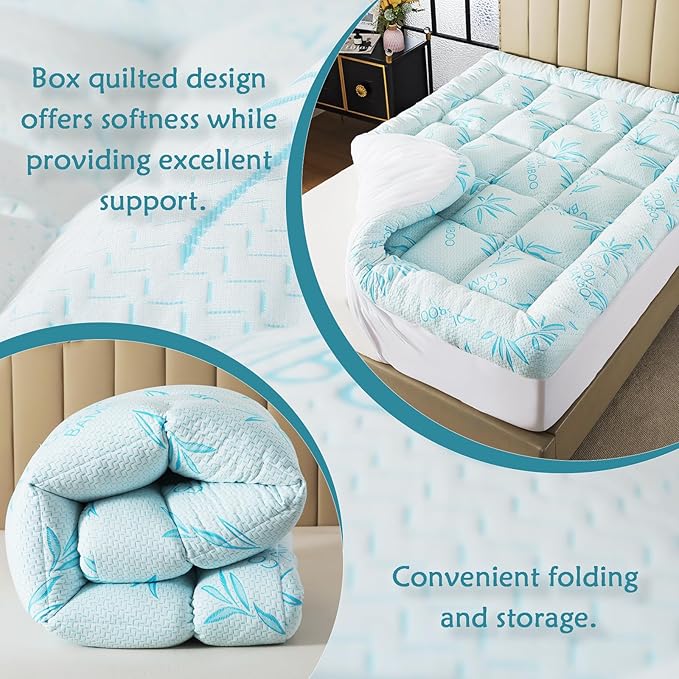 WhatsBedding 5 Inch Full Mattress Topper Breathable Bamboo Viscose Air Layer - Image 6