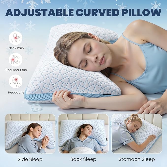 A-Pce Adjustable Pillow, Queen Size Set of 2 Bed Pillows - Image 2