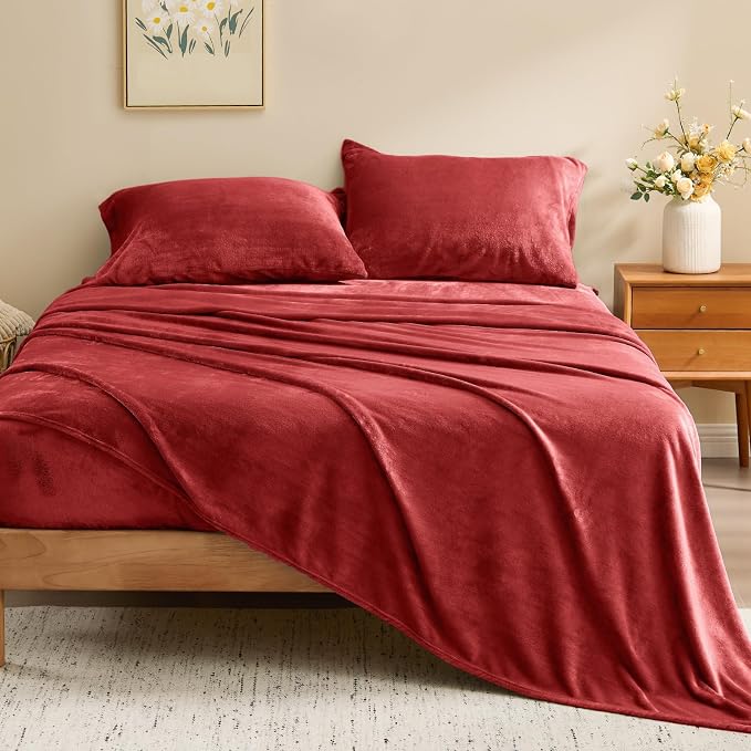BEDELITE Flannel Sheets King Size Red - Image 2