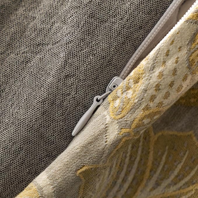 mixinni Duvet Cover King, Premium Cotton Double-Layer Yarn Golden Floral - Image 7