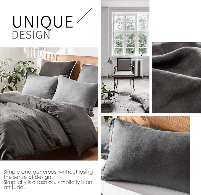 Simple&Opulence 100% Linen Duvet Cover Set 2pcs Basic Style Natural French - Image 5