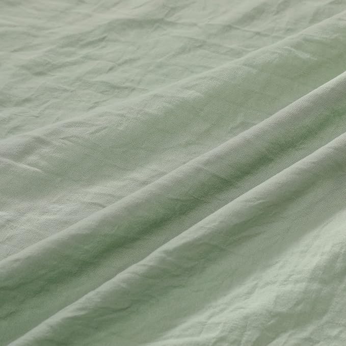 Ruffle Duvet Cover Queen Size, Sage Green, 90x90 in - Image 5