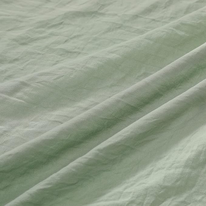 Sage Green Ruffled Duvet Cover Twin, Sage Green, 68x90 in - Image 5