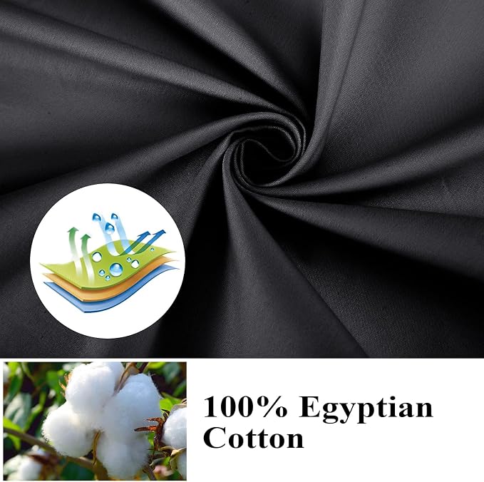 California King Size Fitted Sheet Only Black, 100% Egyptian Cotton 600 Thread - Image 2