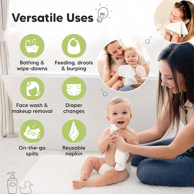 6-Pack Baby Washcloths – Soft Absorbent Viscose from Bamboo Washcloths - Image 6