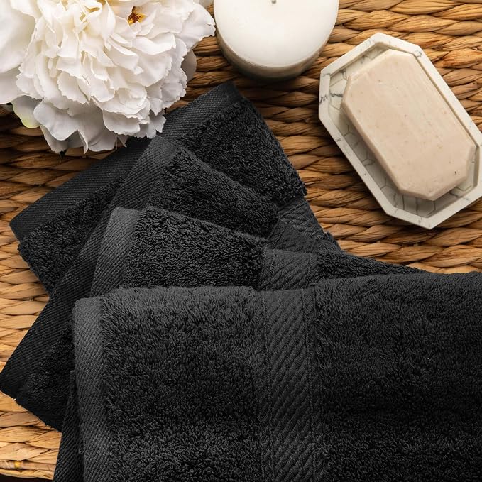 SUPERIOR Egyptian Cotton Pile Hand Towel Set of 4, Ultra Soft Luxury Towels - Image 5