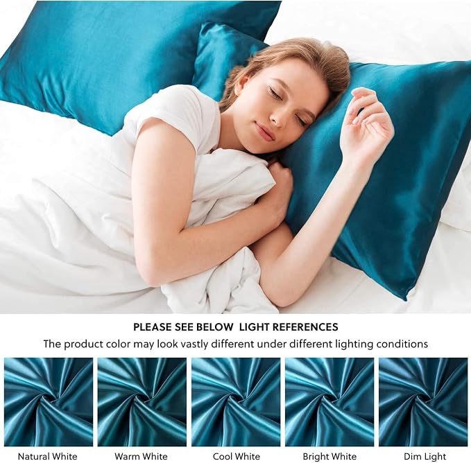 USA Made 100% Silk Pillowcase Peacock, Certified 6A Grade 22 Momme Mulberry - Image 2