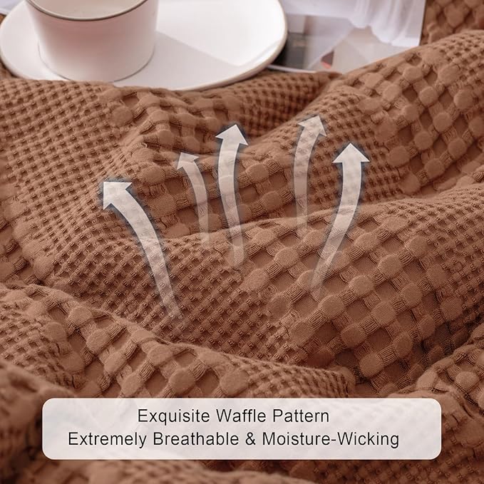 PHF Cooling Waffle Blanket Twin Size, Lightweight 60% Rayon from Bamboo & 40% - Image 4