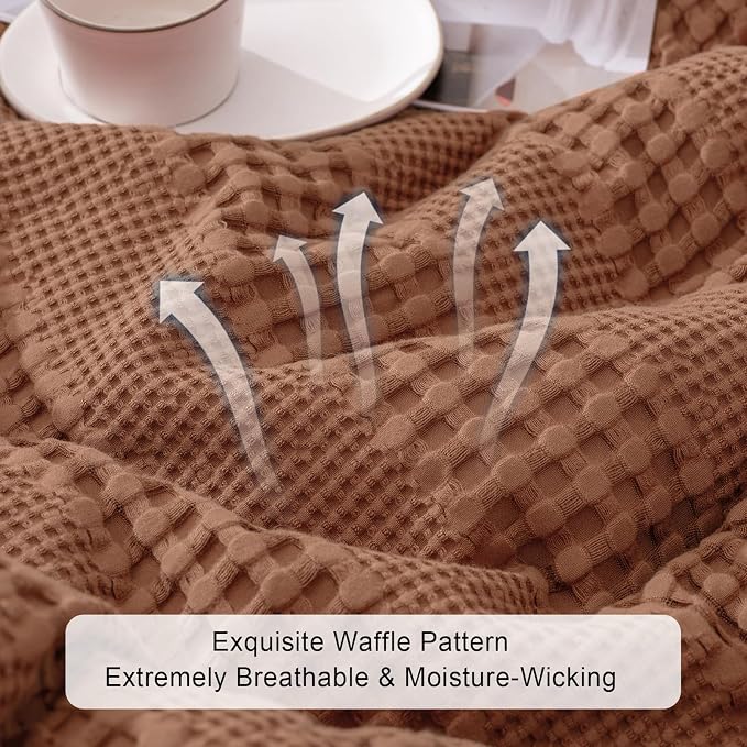 PHF Cooling Waffle Blanket Queen Size, Lightweight 60% Rayon from Bamboo & 40% - Image 4