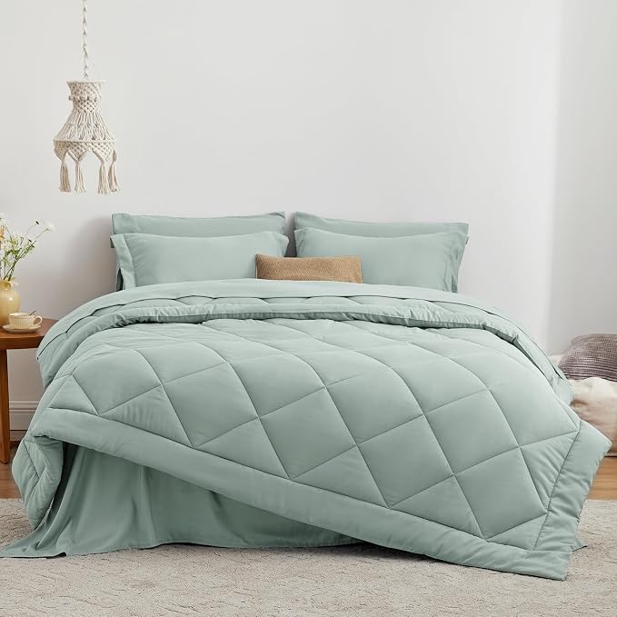 Love's cabin King Size Comforter Set Aqua, 7 Pieces King Bed in a Bag, All - Image 2