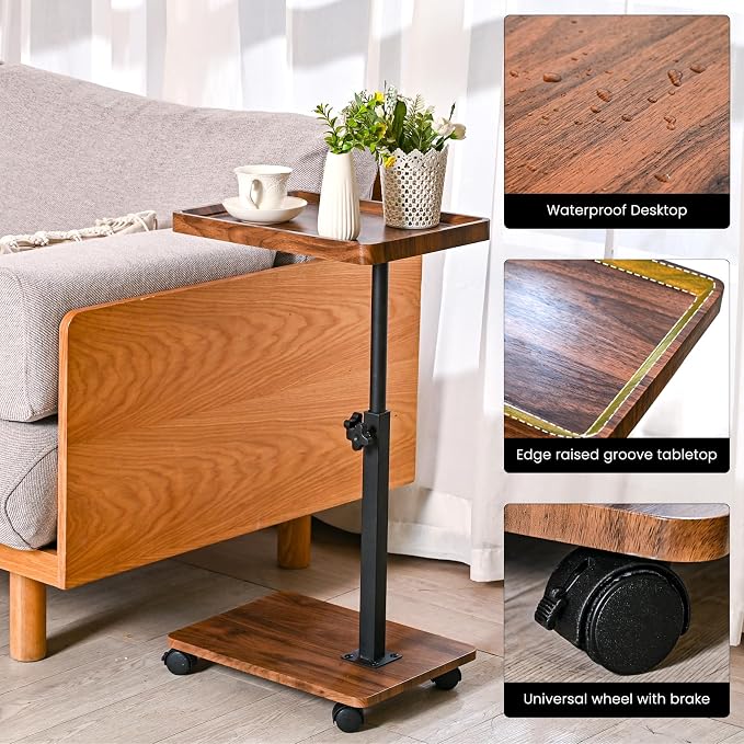 C Table End Table with Adjustable Height, C-Shaped Side Table - Image 5