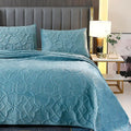 ROOMLIFE Quilt Set Full Size 3D Floral Embroidery Pattern 3-Piece Cotton by ROOMLIFE