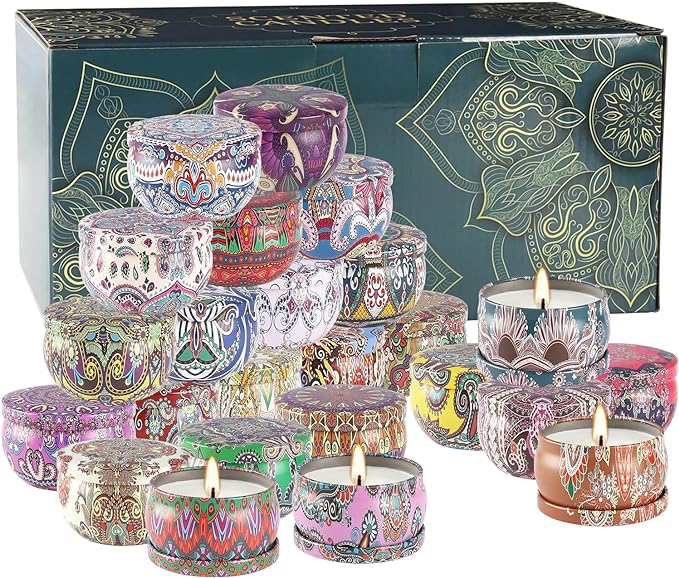Scented Candles Gifts Set 24 Pack Soy Wax Travel Tin Advent Candles - Image 4