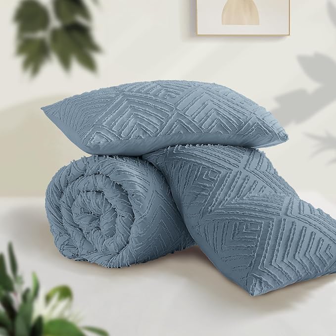 Andency Grayish Blue Comforter Set Queen Size, Lightweight Fluffy Bedding - Image 3