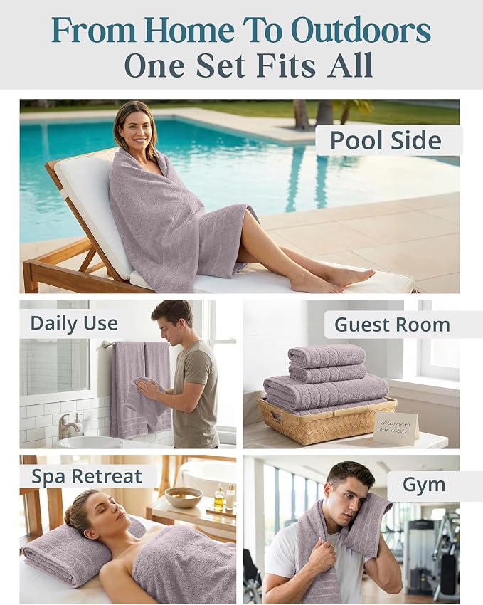 CASA PLATINO 100% Cotton Bath Towel Set 8 Pcs - Image 7