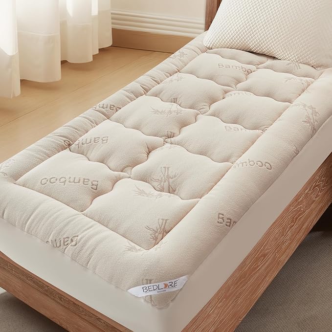 BEDLORE Twin XL Mattress Topper Viscose Derived from Bamboo, Thick Pillow Top by Bedlore