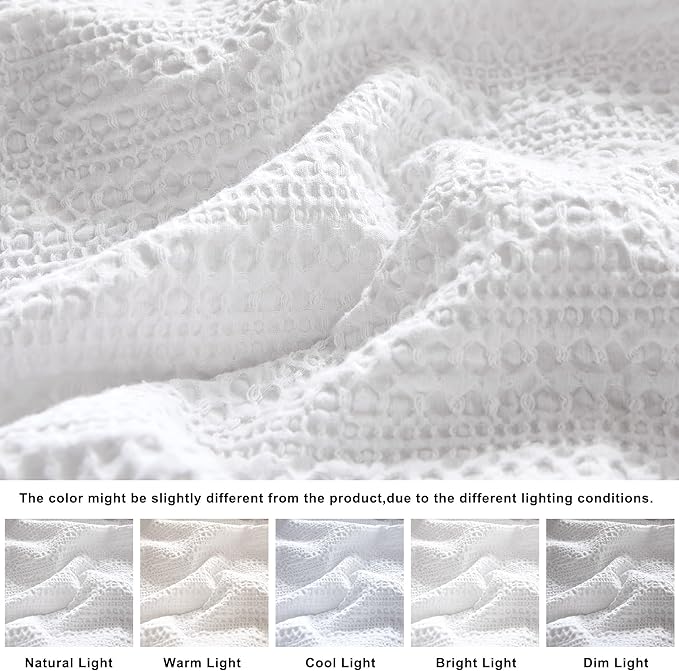 WDCOZY 100% Cotton Luxury Honeycomb Duvet Cover Set Queen Size - Image 4