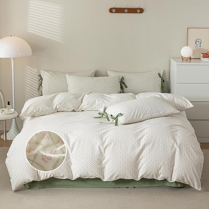 mixinni Red Floral Duvet Cover Set Full Size - Image 2