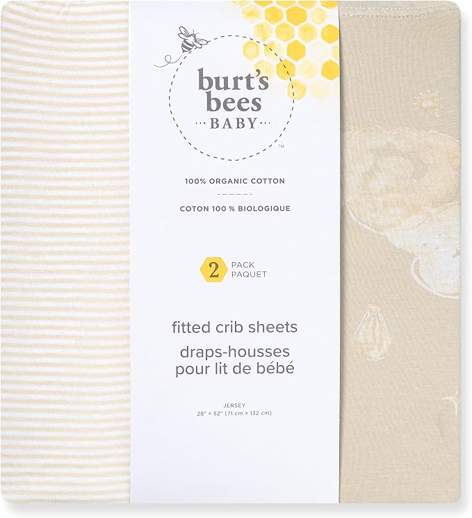 Burt's Bees Baby Essential Organic Cotton Fitted Crib Sheet, Breathable - Image 2