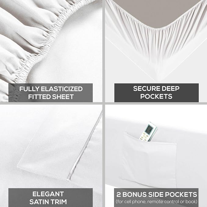Mueller Luxury 6 PC Full Size Bed Sheets, Super Soft 1800, Deep Pocket up to - Image 4