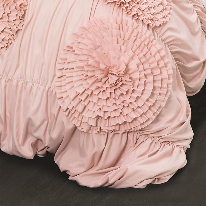 Lush Decor Serena Comforter Set, 3 Piece Set, Full/ Queen, Blush - Image 5