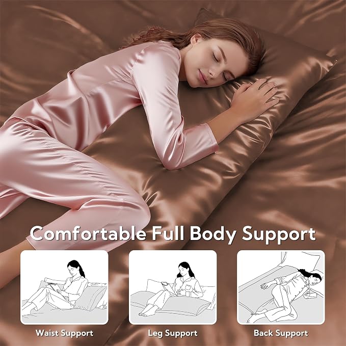 MR&HM Satin Body Pillow Cover, Soft and Breathable Body Pillow Case - Image 5