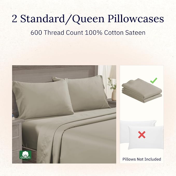 CALIFORNIA DESIGN DEN Luxuriously Soft Hotel Quality 600 Thread Count, 100% - Image 4