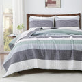 Andency Oversized King Quilt Bedding Set, 120x98Inch Sage Green Stripe by Andency